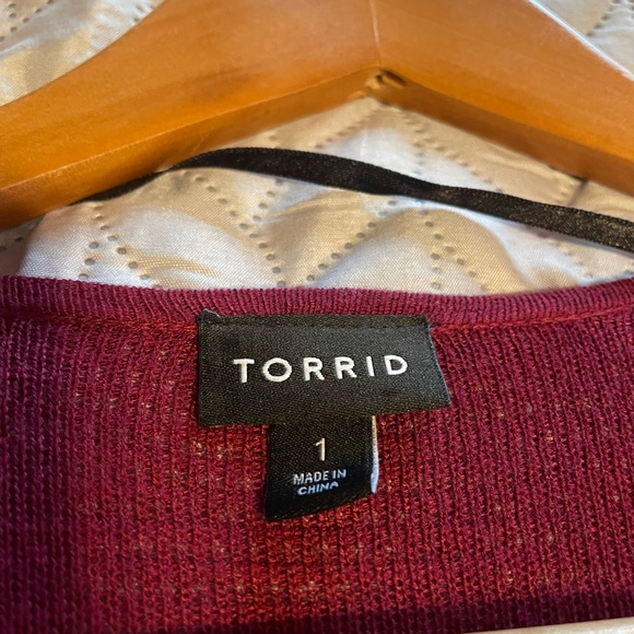 Drape front Cardigan Sweater in Rich Burgundy - Picture 2 of 3